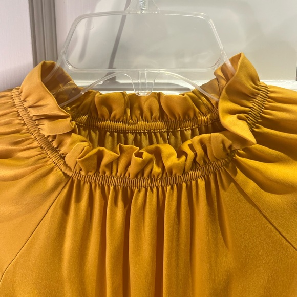 Mayoral Girls Pleated Mustard Yellow Satin Dress - Picture 5 of 7